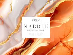 an orange and gold marble background with the words mardlee on it's side