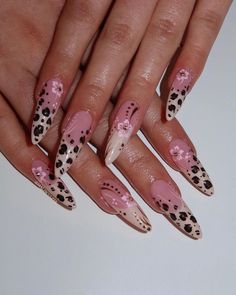 Pink Cheetah Nails, Y2k Leopard Print, Hand Painted Nails, Cheetah Print Nails, Cheetah Nails, Custom Press On Nails, Leopard Print Nails, Nails Gel Nails, Leopard Nails