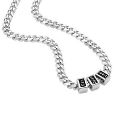 This unique Statement 5mm stainless steel necklace is the perfect gift for Dad, personalized with custom beads featuring your kids' names. Keep your loved ones close to your heart with this one-of-a-kind piece that showcases the special bond between a father and his children. Handcrafted with care and attention to detail, this necklace is a meaningful and stylish accessory that Dad will cherish for years to come. Perfect for birthdays, Father's Day, or any special occasion, this custom necklace Custom Name Stainless Steel Necklaces For Everyday, Custom Name Stainless Steel Necklace For Everyday, Customizable Stainless Steel Necklace For Father's Day, Everyday Silver Necklace With Letter Beads, Personalized Silver Stainless Steel Name Necklace, Customizable Silver Stainless Steel Necklace, Silver Necklaces With Letter Beads For Personalized Gift, Personalized Silver Necklace With Letter Beads, Customizable Silver Stainless Steel Charm Necklaces