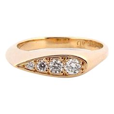 Discover elegance and versatility in our Solid 14k Gold Diamond Set Elongated Pear Signet Ring. This stunning piece features an elongated pear-shaped crafted from 14k gold, accentuated with 4 natural brilliant cut diamonds totalling 0.19ct diamonds F/G, Si1. Its unique design allows for standalone wear or pairing with plain rings, making it a timeless addition to your collection. A true symbol of refinement, designed for those who appreciate the finest in jewelry craftsmanship. It's a piece that Classic Yellow Gold Teardrop Diamond Ring, Formal Heirloom Teardrop Diamond Ring, Formal Teardrop Ring With Single Cut Diamonds, Heirloom Teardrop Diamond Ring For Formal Occasions, Elegant Teardrop Diamond Ring With Single Cut Diamonds, Modern Teardrop Diamond Ring For Formal Occasions, Modern Teardrop Diamond Ring For Formal Events, Classic 14k Gold Teardrop Diamond Ring, Teardrop Diamond Ring For Formal Occasions