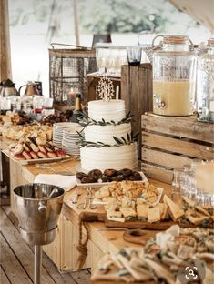 a table filled with lots of different types of food