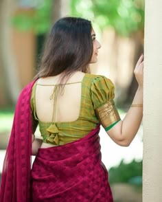 Blouse Plain Designs, Puffs Sleeves Blouse, New Model Puff Sleeve Blouse, Blouse Back Neck Designs For Half Saree Latest, Plain Blouse Back Designs, Plain Blouse Models, Pattu Saree Plain Blouse Designs Simple