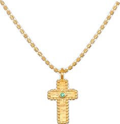 Gold Plated Cross Pendant Necklace Spiritual Style, Spiritual Gold Plated Cross Pendant Necklace, Gold Plated Cross Pendant Necklace With Spiritual Style, Spiritual Yellow Gold Cross Necklace, Gold Necklaces With Gemstone Cross Pendant, Spiritual Gold Emerald Gemstone Necklace, Gold Necklace With Gemstone Cross Pendant, Spiritual Cross-shaped Gemstone Necklace, Spiritual Cross Shaped Gemstone Necklace