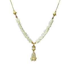 a necklace with pearls and gold beads