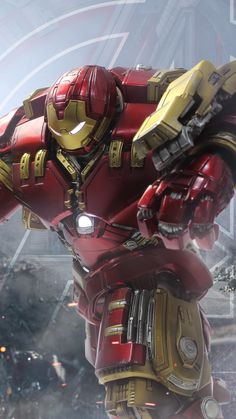 the iron man is standing in front of an image