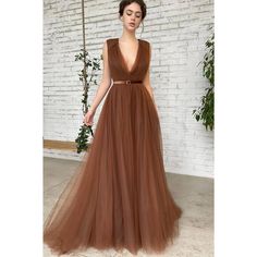 Teuta Matoshi, Nude Gown, Tulle Long Prom Dress, Pleated Gown, Prom Dresses With Pockets, Brown Wedding, Prom Dresses Sleeveless, Dress Indian Style, Tulle Prom Dress