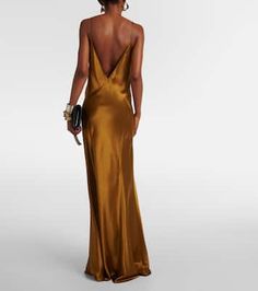 Satin maxi dress in brown - Saint Laurent | Mytheresa Saint Laurent Dress, Asymmetrical Maxi Dress, Desert Chic, Strapless Evening Dress, 2023 Wishlist, Maxi Dress Cocktail, Maxi Dress Navy, Women's Evening Dresses, Maxi Shirt Dress