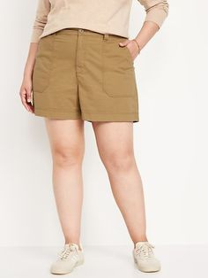 High-Waisted OGC Chino Shorts -- 5-inch inseam | Old Navy Utility Pockets, New And Improved, Jack Black, Back Patch, Chino Shorts, Waist Belt, Old Navy, Everyday Wear, High Waisted