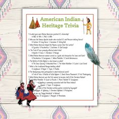 🦅🏹The Printable American Indian Heritage Month Trivia Game offers an enjoyable and engaging way for kids (and adults) to learn about Native American Heritage. The game comes with an answer key and is in a printable PDF format, allowing for instant download and easy printing. 🦅🏹 🌸Once payment is complete, you will receive a PDF document with a link to your files. The link will include 1 PDF with 3 pages in the US letter size (8.5 x 11"). Print out as many times as you need! 🌸INSTANT DOWNLOA American Indian Heritage Month, Native American Games, Month Printable, Heritage Day, Trail Of Tears, Trivia Game, Native American Heritage, Lewis And Clark, Trivia Questions