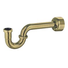 an image of a brass colored wall mounted faucet with the handle extended to it's left side