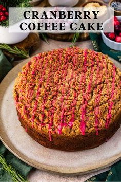 This Cranberry Coffee Cake is a cozy, spiced treat with a tender crumb, tart cranberries, and a buttery streusel topping—perfect for breakfast or dessert! Cranberry Coffee Cake, Macaron Recipe, Streusel Topping