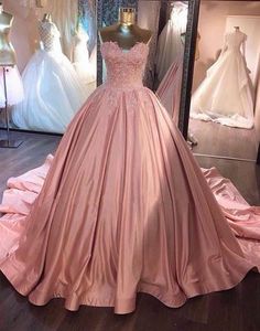 Pink sweetheart neck lace long prom gown, pink evening dress,PD1702708 on Storenvy Lace Prom Gown, Evening Dresses Uk, Quinceanera Dresses Pink, Lace Ball Gowns, Satin Evening Dresses, Long Prom Gowns, Sweetheart Prom Dress, Ball Gowns Evening, Sweet 16 Dresses