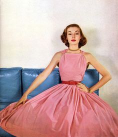 Look at that waist! I'm Just A Girl, Vintage Vogue, 50s Fashion, One Image, 1950s Fashion, Just A Girl, Mode Vintage