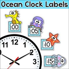 the ocean clock labels are set up to help children learn how to read and write numbers