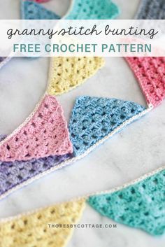 crochet triangle pattern with text overlay that reads granny stitch knitting free crochet pattern