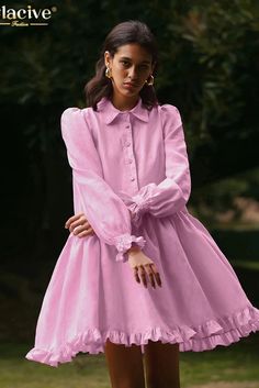 43653694914604|43653694947372|43653694980140 Pink Pleated Long Sleeve Mini Dress, Feminine Long Sleeve Pleated Mini Dress, Solid Color Long Sleeve Mini Dress For Day Out, Long Sleeve Solid Mini Dress For Day Out, Pleated Long Sleeve Mini Dress, Long Sleeve Pleated Mini Dress, Fall Daywear Pleated Mini Dress, Spring Collared Feminine Mini Dress, Spring Feminine Collared Mini Dress