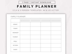 a family planner is shown with the words family planner on it