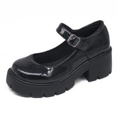 Sepatu Pump, Leather Shoes Women Flats, Shoes Mary Jane, Zapatos Mary Jane, Punk Boots, Black Punks, Women Platform Shoes