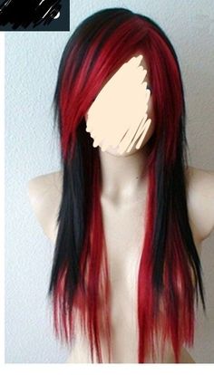 Emo Hair With Highlights, Dark Red Emo Hair, Black And Red Emo Hair, Emo 2000s Hair, Scene Hair Ideas, Emo Hair Color Ideas, Emo Hair Dye, Red Emo Hair, Emo Red Hair