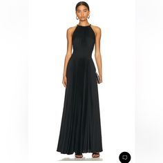 Alc Renata Pleated High-Neck Sleeveless Maxi Dress Black Nwt Size: 10 Nwt, New With Tag Never Worn Measurements (Laying Flat) Pit To Pit: 14 Inches Bottom Of Waist Band To Bottom Of Dress: 42 Inches Waist: 13 Inches - Stretchy Top To Bottom: 59 Inches The Renata Dress Is Crafted From Our Lustrous Vintage Satin In Timeless Black. This Pleated Maxi Gown Features A Slim Corded Halter Neckline, A Smocked Waist, And A Straight Hemline. Features: High Neck, Sleeveless, Gown Silhouette, Back Keyhole Wi Sleek Fitted Sleeveless Maxi Dress, Black Floor-length Halter Evening Dress, Formal Fitted Halter Dress With Pleated Bodice, Elegant Black Sleeveless Dress For Gala, Fitted Sleeveless Evening Maxi Dress, Sleeveless Sleek Maxi Dress, Elegant Pleated Sleeveless Dress For Evening, Elegant Sleeveless Halter Dress For Gala, Black Floor-length Halter Dress For Gala