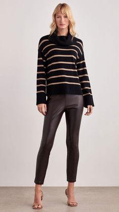 Our Leather & Ponte Leggings are your fearless fashion item for Fall. Pair these incredibly comfortable leggings with a cozy sweater for an effortlessly chic look. Mock Back Pockets Slim Pant Leg Front Darts Ponte Skirt, Ponte Leggings, Leather Pant, Classic Sweater, Ponte Pants, White Houndstooth, Favorite Sweater, Faux Leather Pants, Cozy Sweater