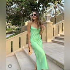 Questions? Leave A Comment Below! Elegant Green Midi Summer Dress, Elegant Green Summer Midi Dress, Elegant Green Midi Dress For Summer, Summer Evening Sheath Slip Dress, Chic Green Sheath Dress, Chic Green Summer Slip Dress, Chic Green Slip Dress For Summer, Summer Midi Dress For Evening, Green Slip Dress For Summer Evenings