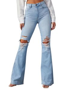 Upgrade your wardrobe with the FZ Women's High Waist Flare Ripped Distressed Denim Pants. These stylish and versatile pants are both cute and sexy, making them the perfect addition to any outfit. With a high waist design and trendy distressed style, these pants will flatter your figure while keeping you on-trend. Elevate your fashion game today! Material: COTTON Material: POLYESTER Elasticity: Slight Stretch Fabric Type: Stripe Length: full length Fit Type: SKINNY Style: Streetwear Decoration: Button Decoration: Pockets Decoration: hollow out Jeans Style: FLARE PANTS Waist Type: high Item Type: JEANS Gender: WOMEN Size Size(Skirt) Waist Length Hip S S 26.38 41.73 38.19 M M 28.35 42.13 40.16 L L 30.31 42.52 42.13 XL XL 32.28 42.91 44.09 XXL XXL 34.65 43.31 46.46 XXXL XXXL 37.01 43.70 48.82 High Waist Ripped Jeans, Ripped Jeans Women, Junior Pants, Ladies Jeans, Streetwear Jeans, Slim Style, Winter Jeans, Women Street, Outfit Inspiration Fall