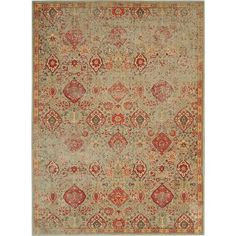 Nourison Somerset ST90 Light Green/Red/Beige Indoor Area Rug - 7'9 x 10'10 Nourison Rugs, Green Area Rugs, Gold Pattern, Red Area Rug, Exquisite Rugs, Traditional Area Rugs, Contemporary Rugs, Contemporary Area Rugs, Green Rug