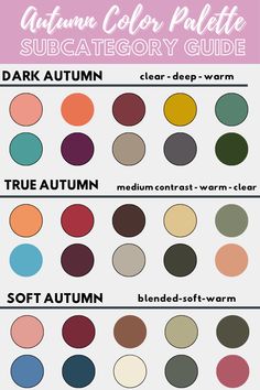 the autumn color palette is shown with different colors