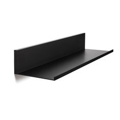 a black shelf is shown against a white background