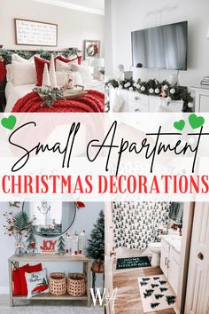 small apartment christmas decorations with text overlay