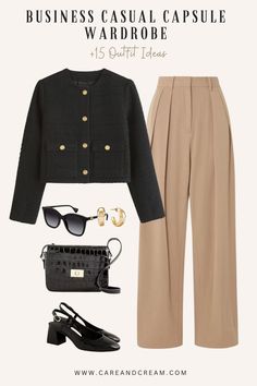 30+ Business Casual Capsule Wardrobe Essentials + Outfit Ideas Business Casual Capsule Wardrobe, Essentials Outfit, Business Casual Capsule, Casual Capsule Wardrobe, Smart Casual Work Outfit Women, Workwear Capsule Wardrobe, Summer Business Casual Outfits, Workwear Capsule, Business Casual Dress Code