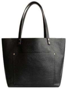 All Color: Pebbled--black*Classic Classic Leather Tote, Portland Leather Goods, English Bridle, Tote Bags Handmade, Handmade Purses, Gold Accessories, Computer Bags, Open Top, Classic Leather