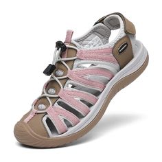 PRICES MAY VARY. Lightweight: Made with webbing upper, light and breathable. Women hiking sandals keep your feet cool and comfortable. Anti-slip: The high-quality rubber outsole combined with the pattern makes it more slip resistant and improves walking safety. A closed toe cap protecting your toes from collision. Adjustable: Designed with bungee elastic lacing and hook-loop straps, women water sandals provide a customizable fit that ensures maximum comfort and support for all types of feet. All Walking Water, Trekking Sandals, Supportive Sandals, Athletic Sandals, Sport Outdoor, Water Sandals, Hiking Sandals, Outdoor Sandals, Walking Sandals