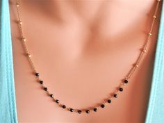 delicate rose gold choker necklace gold chain necklace dainty gold choker gold chain choker black necklace spinel rosary satellite necklace This is a gorgeous necklace that can be worn everyday or on special occasions! This necklace has two parts: the satellite chain necklace part and the black spinel rosary bar /part. This chain rosary necklace is available in gold and rose gold finish! Black spinel stones are tiny and faceted which give a sparkling touch to your look! A beautiful satellite and Black Beats Neck Chain Simple, Dainty Rose Gold Jewelry With Beaded Chain, Dainty Rose Gold Jewelry With Tiny Beads, Elegant Black Jewelry With Satellite Chain, Elegant Tiny Beads Choker Jewelry, Delicate Rose Gold Jewelry With Beaded Chain, Elegant Adjustable Chain Necklace With Tiny Beads, Elegant Rose Gold Jewelry With Tiny Beads, Dainty Rose Gold Wire Wrapped Necklaces