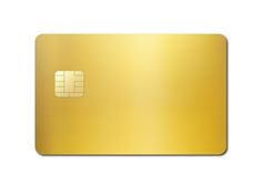 a gold credit card on a white background with clipping area for text or image