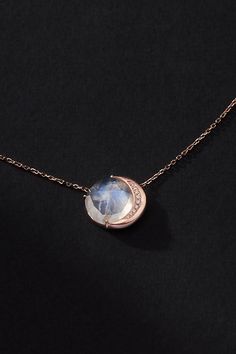 14k gold, 3.75 tcw rainbow moonstone, 0.06 tcw diamonds USA | Moon Phase Necklace by Sirciam Jewelry in Pink, Women's, Gold at Anthropologie Moon Star Jewelry, Moon Phases Earrings, Opal And Pearl Necklace, Moonstone Necklace Pendants, Fine Jewelry Moon Phase Necklace Gift, Ethereal Moon Phase Necklace For Gift, Elegant Moon Phase Necklace In Moon Shape, Unique Jewelry Inspiration, Sirciam Jewelry