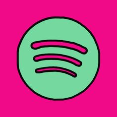 a green circle with pink lines in the middle on a pink and blue background,