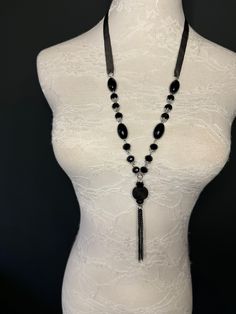 Quality, Beautiful FAN Design Necklace with Black Bead Detail and Orgazna Ribbon.  Perfect gift and accessory to glam an outfit. Fan Design, Rhinestone Necklace, Necklace Silver, Black Beads, Chains Necklace, Bathing Beauties, Fashion Jewelry, Jewelry Necklaces, Accessory Gift