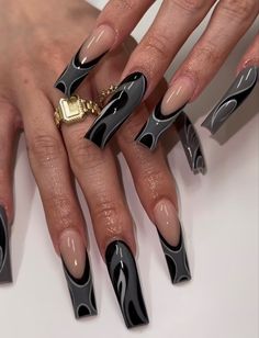 Edgy Nails, Grunge Nails, Classy Acrylic Nails, Nail Swag, Acrylic Nails Coffin Short, Square Acrylic Nails