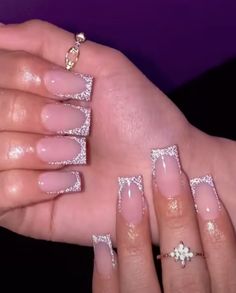 #trendy #nailideas #acyrclicnails #nailinspo #cutenails #cutenaildesign #frenchtip #fancy #fancynails #nude #nudenails #shiny #musthavenails #summernails Pink Tip Nails, Nail Jewels, Stylish Nails Designs, Girly Acrylic Nails, Cute Acrylic Nail Designs, Short Acrylic Nails Designs, Diamond Nails