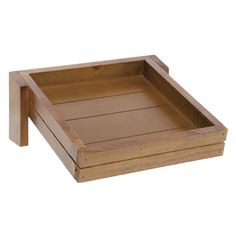 an empty wooden tray on a white background