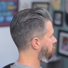 Grey Hair Beard, Trending Hairstyles For Men, Comb Over Haircut, Grey Hair Men, Spiked Hair, Beard Look, Top Hairstyles