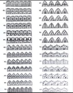 some drawings are shown with different shapes and sizes on them, including the top half of an arched window