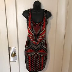 Hera Collection Tribal Print Sweater Dress Size Small Never Worn Bohemian Multicolor Mini Dress For Night Out, Black Bohemian Dress With Geometric Pattern, Black Sleeveless Dress With Geometric Pattern, Black Geometric Pattern Sleeveless Dress, Black Dresses With Geometric Pattern For Party, Black Geometric Pattern Party Dress, Black Party Dress With Geometric Pattern, Black Stretch Bohemian Dress, Print Sweater