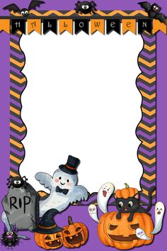 a halloween frame with pumpkins and ghost