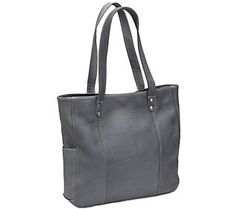 Keep everything you need close at hand in this handsome leather tote. Complete with stylish contrast stitching and rivet details, it's absolutely riveting. From Le Donne. Leather Bags With Contrast Stitching For Everyday, Leather Travel Bag With Contrast Stitching, Rectangular Bags With Contrast Stitching For Everyday Use, Classic Gray Leather Bag, Gray Leather Bags With Gunmetal Hardware, Everyday Bags With Contrast Stitching, Sea Bags, Leather Company, Bags Leather Handbags