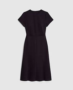 Elevate your wardrobe with the Ann Taylor Midi Flare Dress in Double Knit, a testament to sophistication and comfort. This dress is designed to flatter with its fit-and-flare silhouette and is crafted from a wrinkle-resistant blend of polyester, rayon, and spandex, ensuring you look polished all day long.

- **Size**: Regular - 2
- **Color**: Black
- **Gender**: Female
- **Material**: Shell: 78% Polyester, 15% Rayon, 7% Spandex; Lining: 100% Polyester
- **Length**: Hits below the knee, approxima Stretch A-line Midi Dress For Work, Fit And Flare Dress With Flattering Cut For Work, Black Midi Dress With Fitted Waist For Work, Black Dresses For Work With Fitted Waist, Sleek A-line Midi Dress For Work, Classic Black Fit And Flare Midi Dress, Classic Black Business Casual Dress, Fitted A-line Business Casual Dresses, Black Fitted Midi Dress For Business Casual