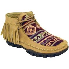 Ferrini Women's Maya Tan Boot Fringe Moccasins, Navy Boots, Moccasins Women, Women's Ankle Boots, Moccasin Boots, Tan Boots, Aztec Design, Fringe Boots, Cowboy Boots Women