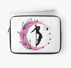 Awesome laptop case with pole dancer Russian Layback invert and witchy celestial moon design Pole Fitness, Moon Design, Laptop Case, Crescent Moon, Divine Feminine, Back To Black, Sleeve Designs, Laptop Stickers